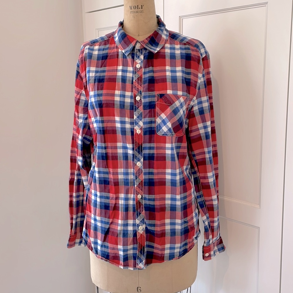H&M Divided Men’s cotton summer plaid button front shirt/ size Medium